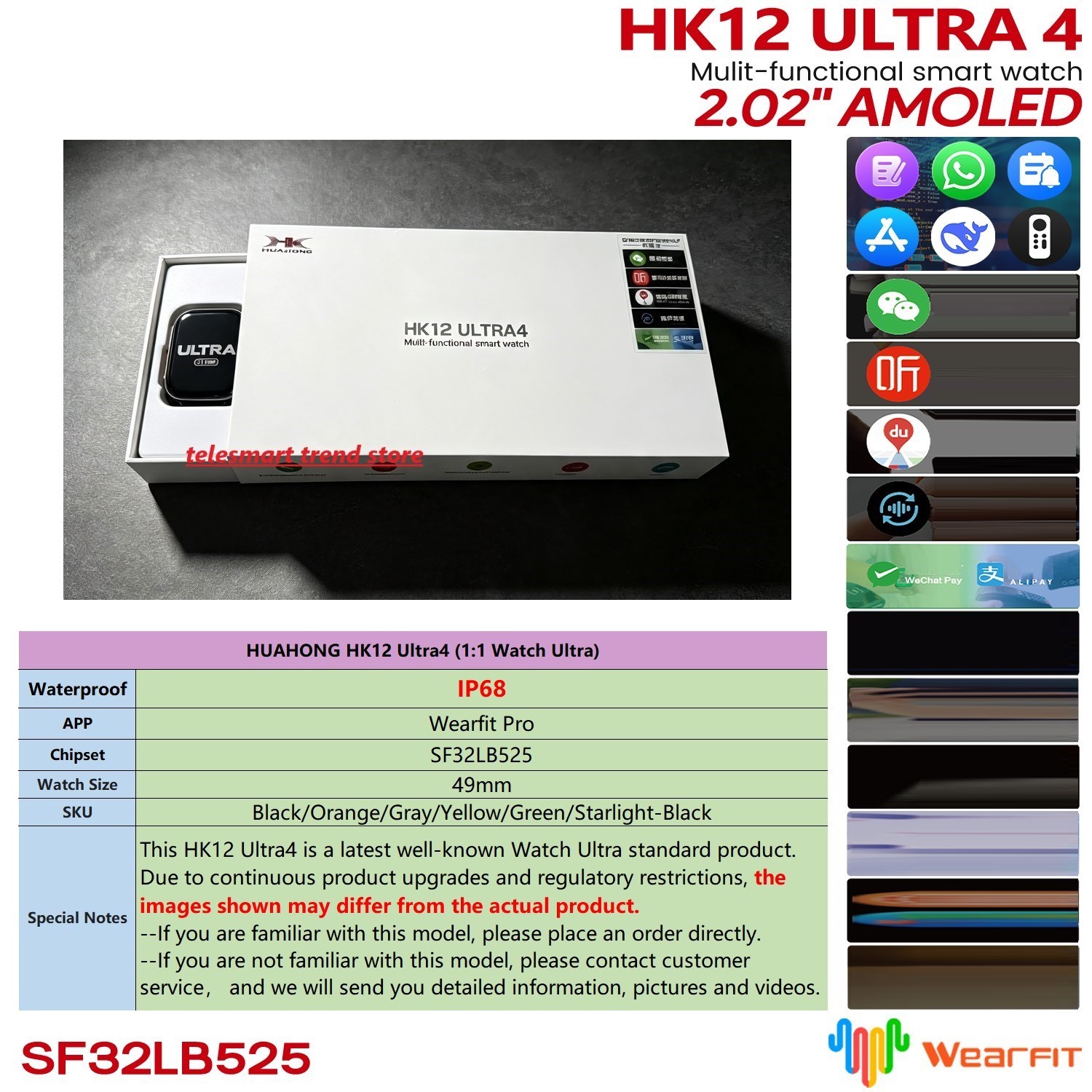 Nutrition Gym - Huahong Amoled HK12 Ultra4 Smartwatch Sport