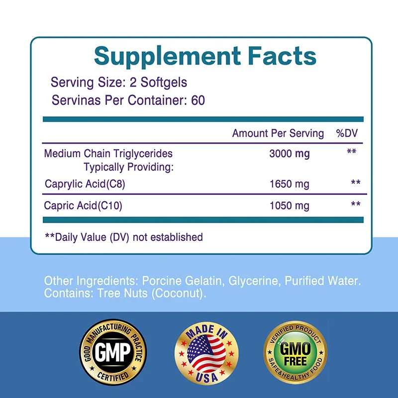 Keto MCT Oil 3000 Mg Capsules  - đánh giá và giá Mct Oil Coconut