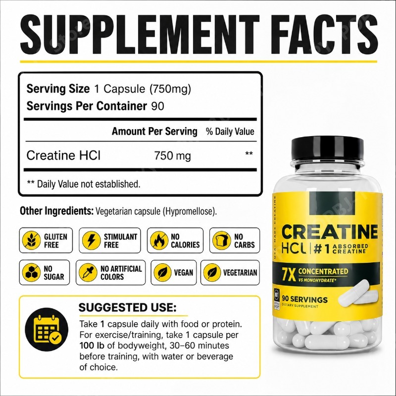 Creatine HCl 750mg 90 Capsules - đánh giá và giá Nutrition Of Fitness