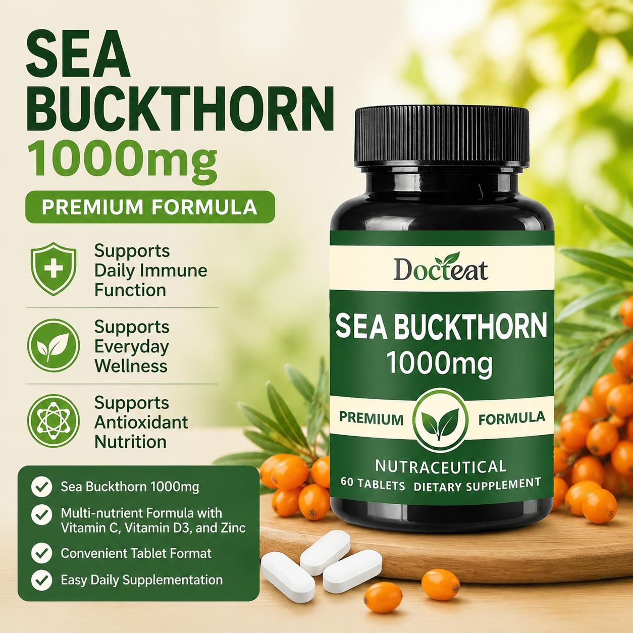 Docteat Sea Buckthorn 1000mg T - đánh giá và giá Nutrition Zinc