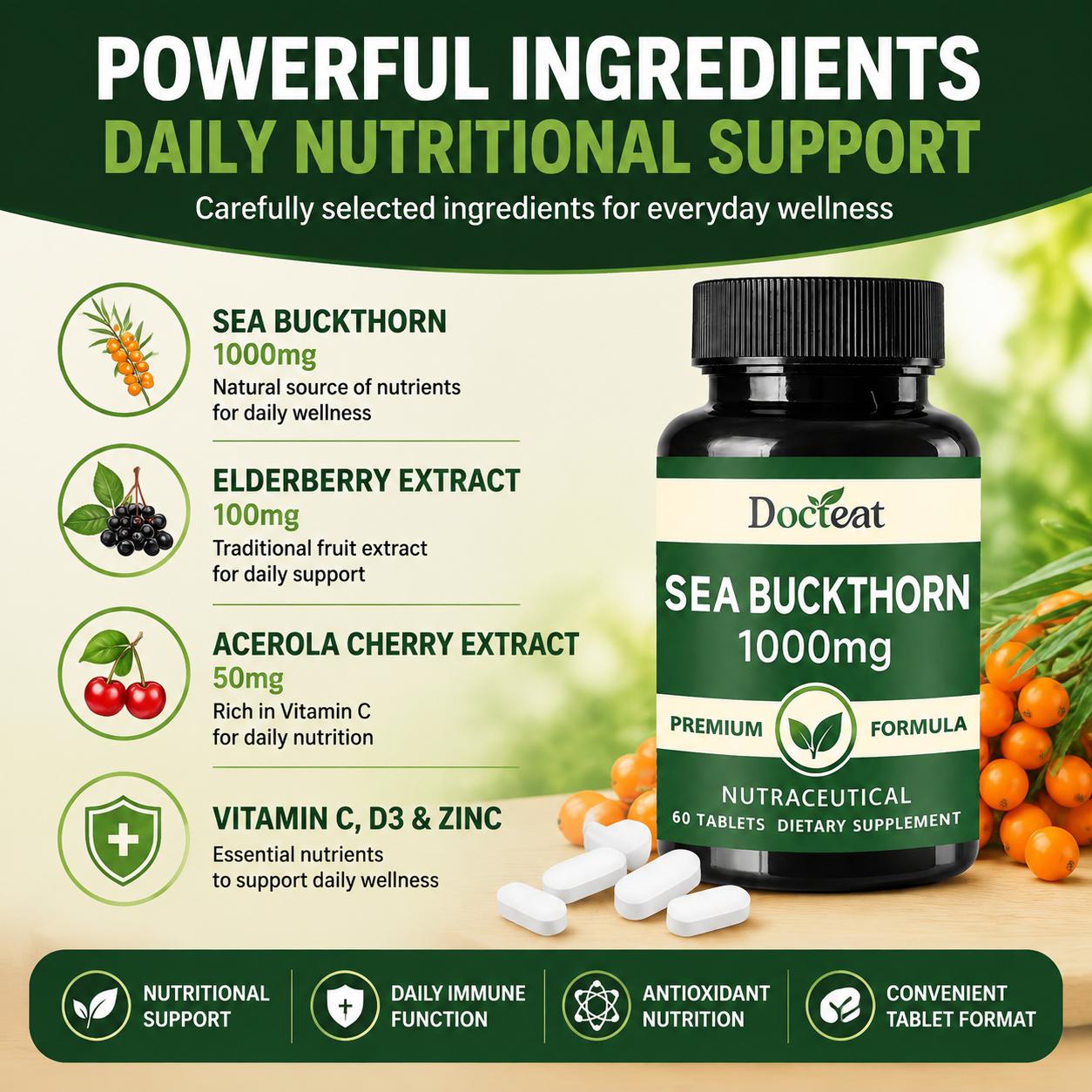 Docteat Sea Buckthorn 1000mg T - đánh giá và giá Nutrition Zinc
